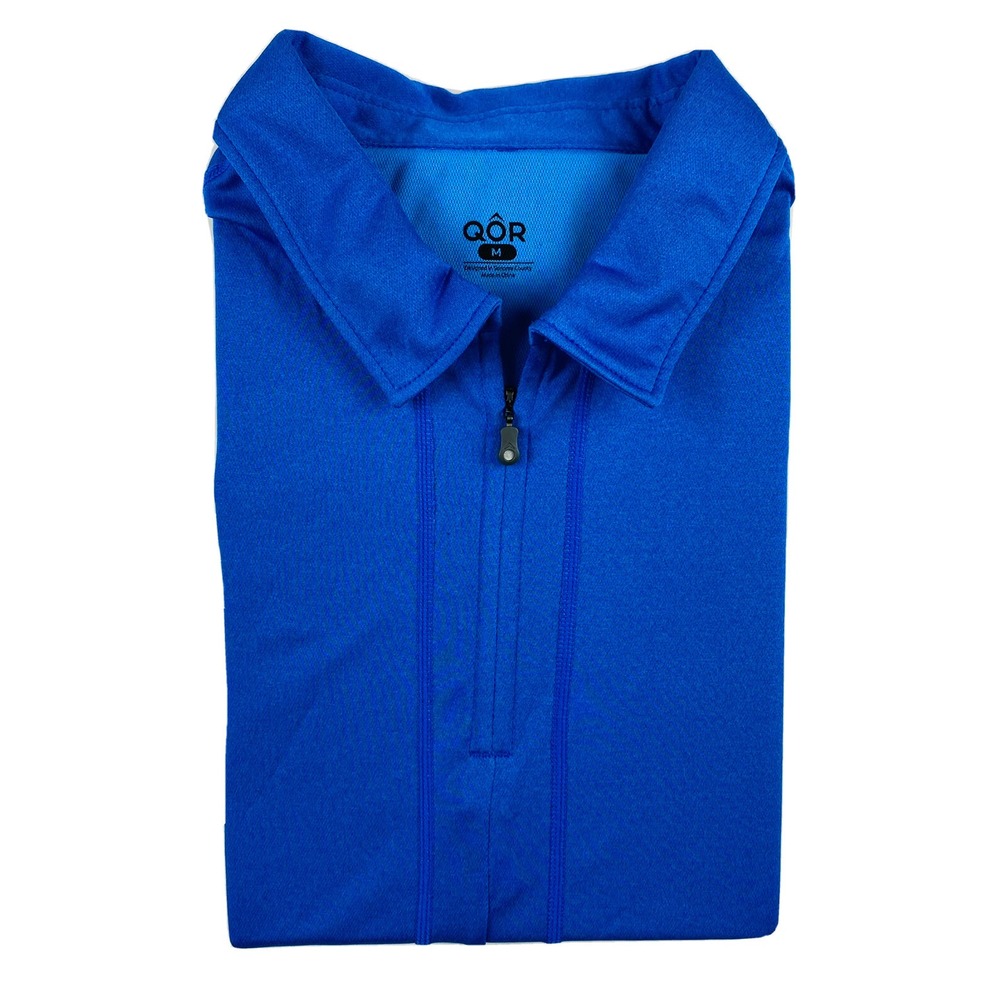 QOR Mens Royal Blue Performance Polartec Half Zip Short Sleeve Polo Shirt Size M